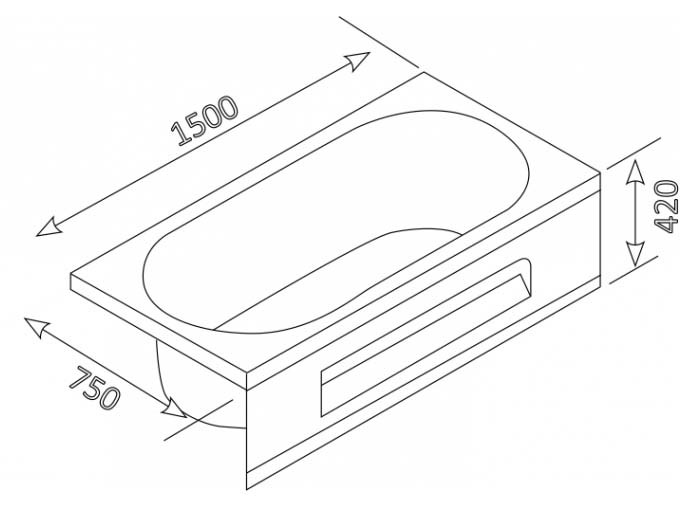 Ванна акриловая Appollo TS1502Q 150х75 см прямоугольная