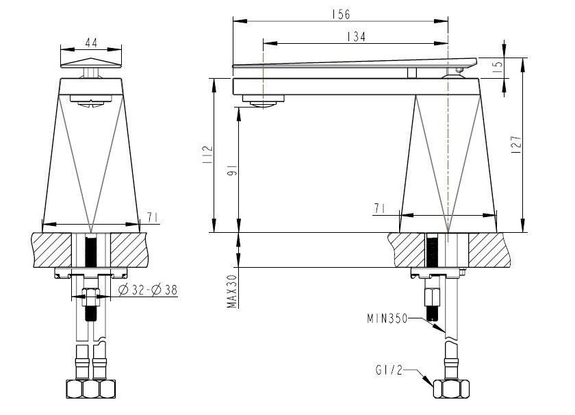 Bravat Diamond F118102C-1-ENG смеситель для раковины хром 25 мм