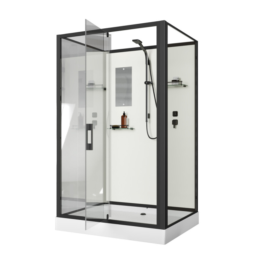 Душевая кабина Niagara Standart ST120/90/15Q/BL/BK (120х90х200) поддон 15см,распашная,черный,без крыши,3 места