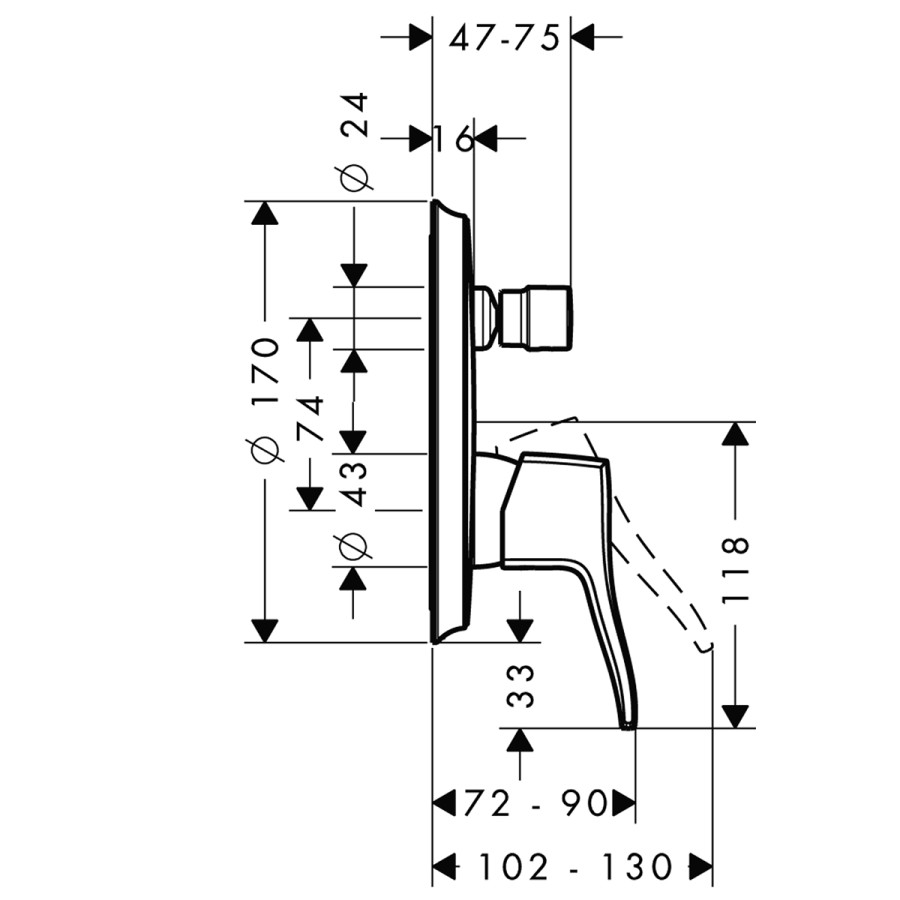 Hansgrohe Metris Classic 31485000 смеситель скрытого монтажа хром