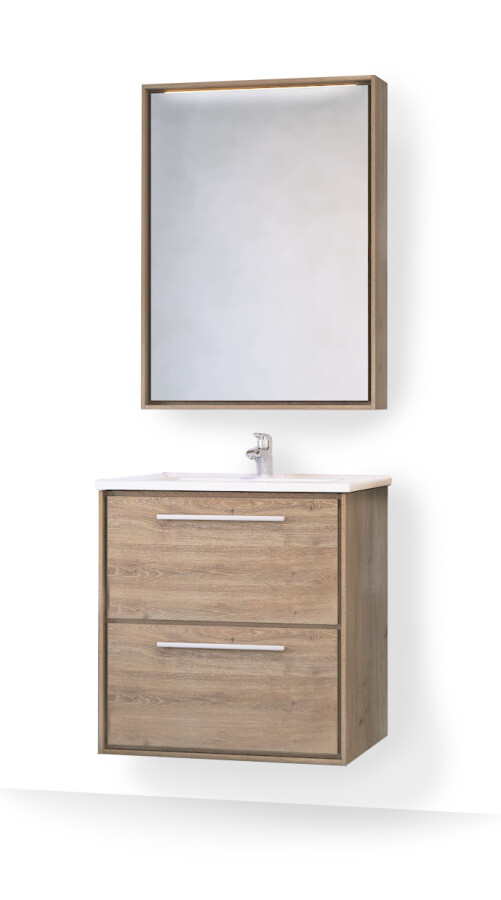 Raval Frame 60 тумба Fra.01.60/P/DT с раковиной QDR60SLWB01 подвесная, дуб трюфель