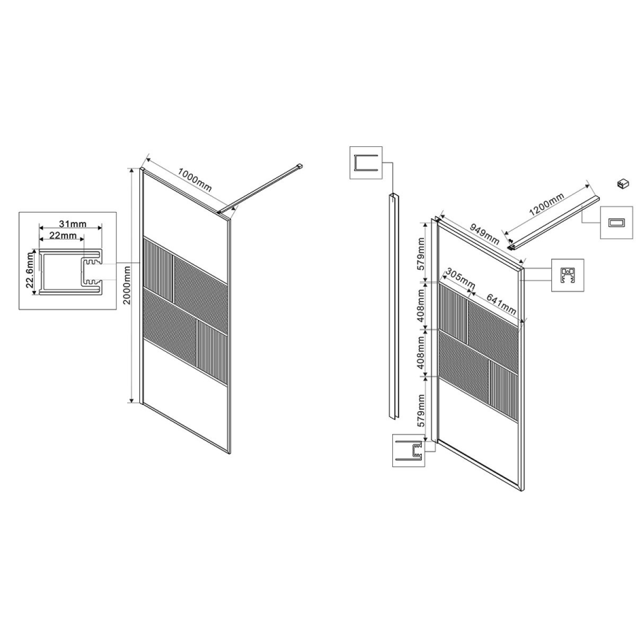 Vincea Walk-In душевая перегородка 100 см черная VSW-1HC100CFB