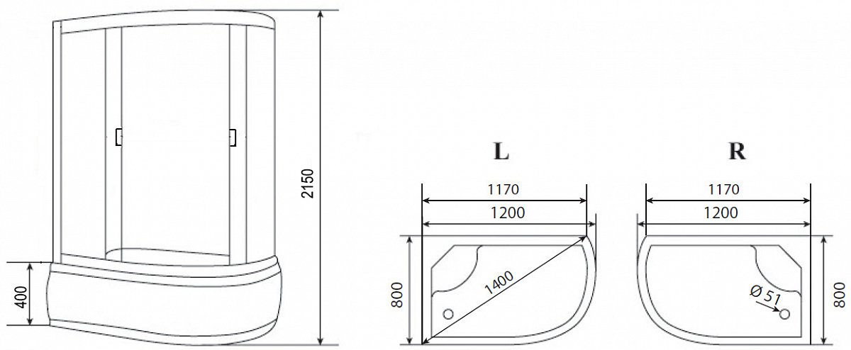 Loranto CS-66120L G Душевой бокс 120*80*215