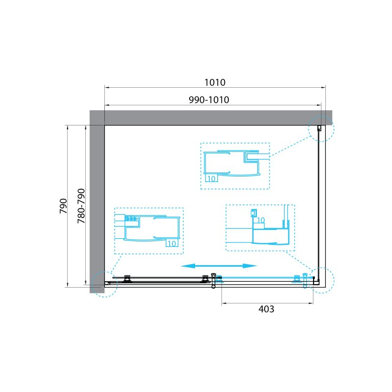 BelBagno Uno душевой уголок 100х80 UNO-195-AH-1-100/80-C-Cr