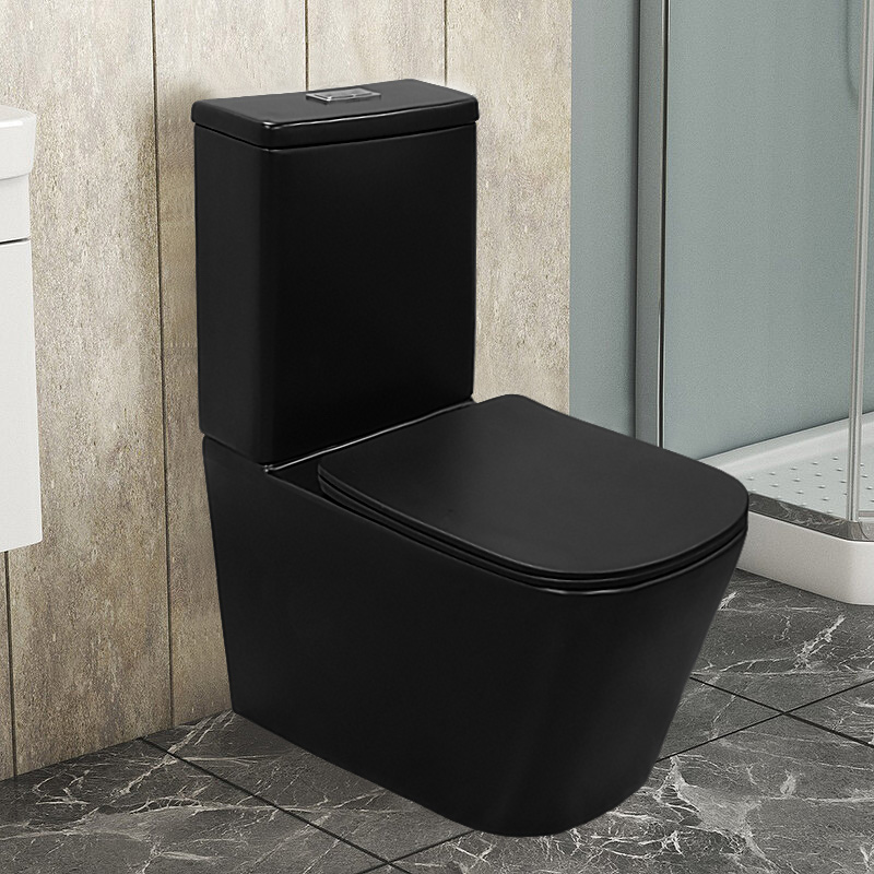 Azario Black King унитаз напольный безободковый с сиденьем микролифт AZ-8303D