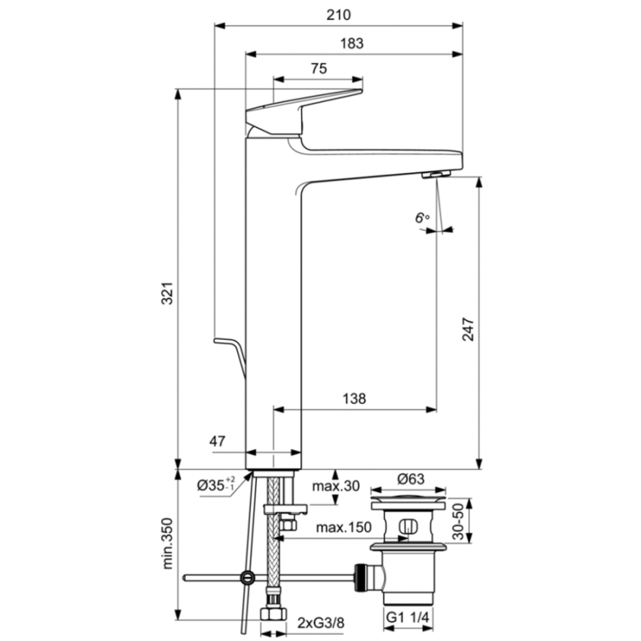 Ideal Standard Ceraplan смеситель для раковины BD238AA