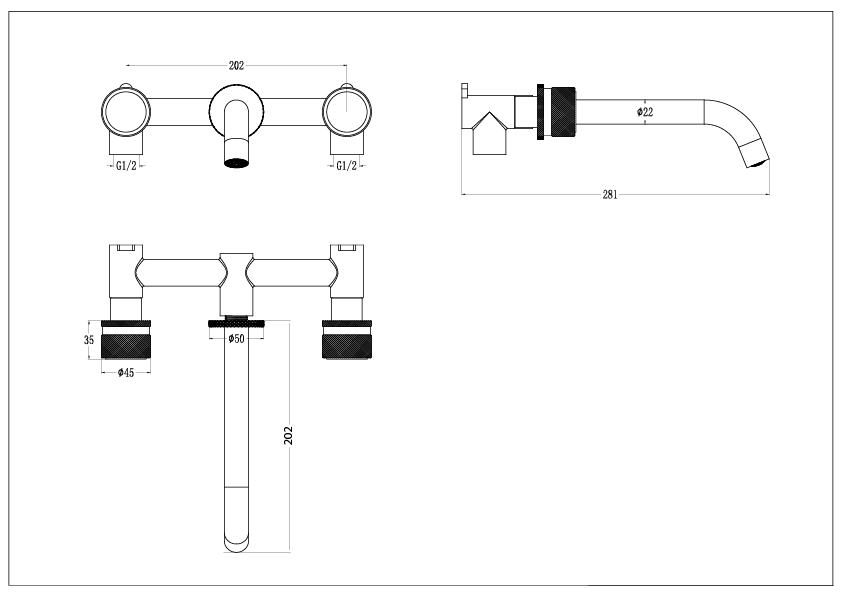 Смеситель для раковины из стены Boheme Elegante Хром 152-2-CR-EL