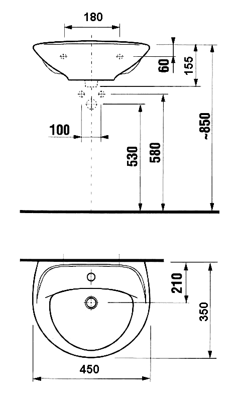 Jika Lyra 8142730001045 умывальник подвесной 45 см