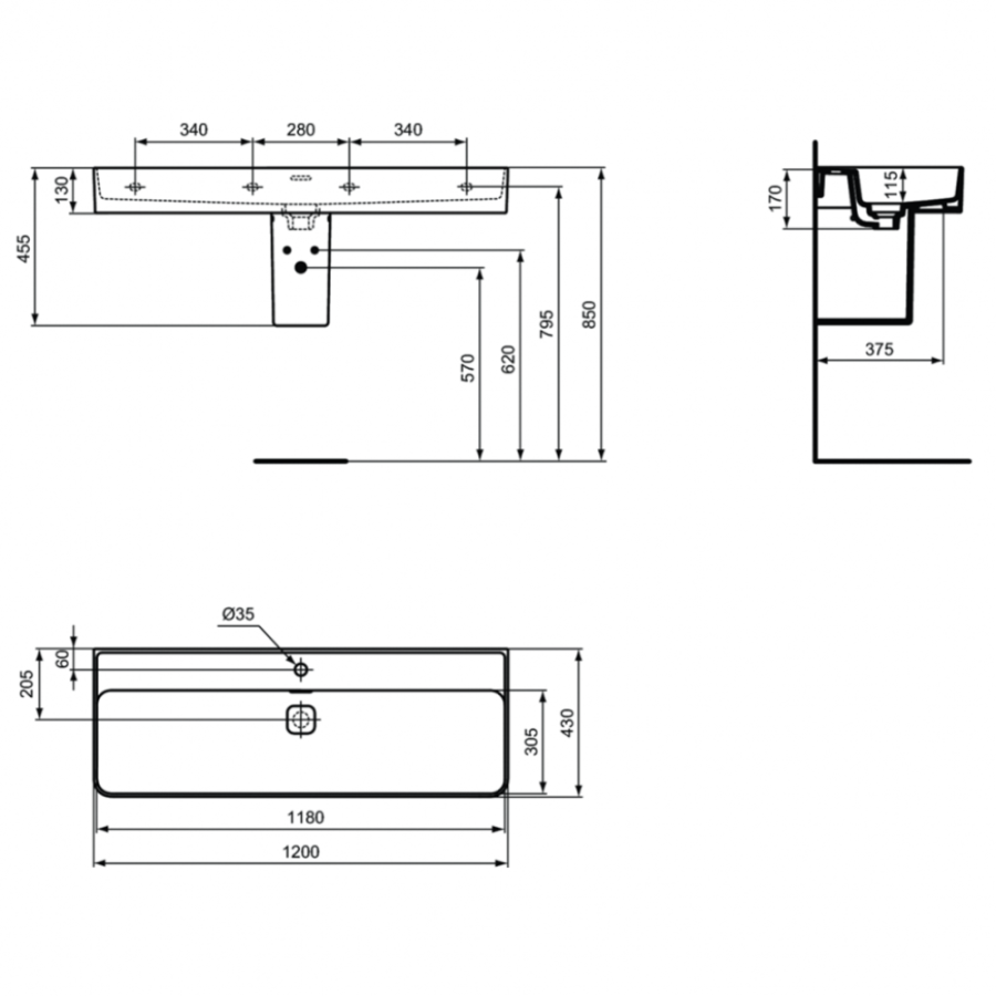 Ideal Standard Strada раковина 120х43 см T300601