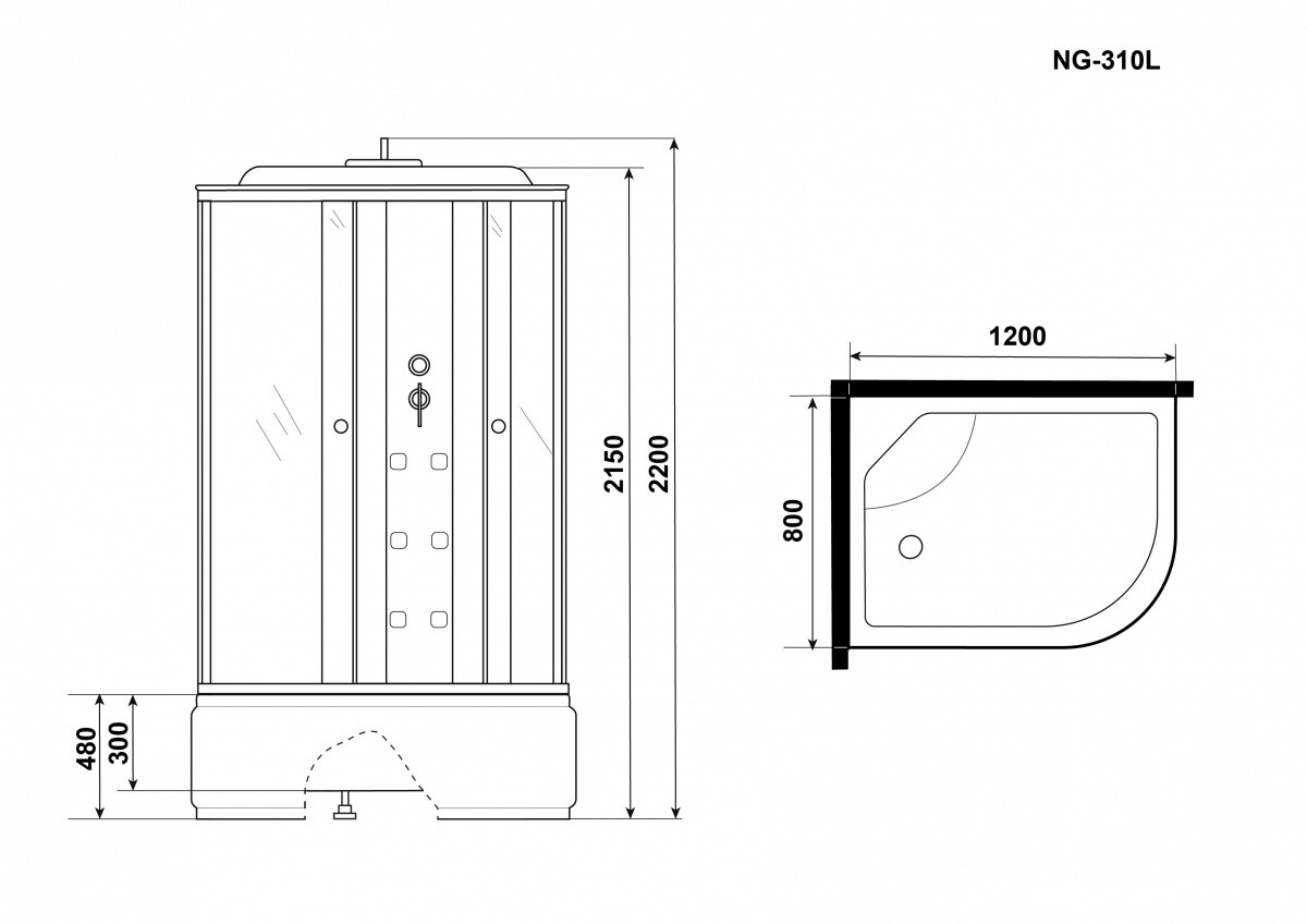Niagara Ultra NG 310-01L Душевая кабина Левая Бессиликоновая сборка 3100164L
