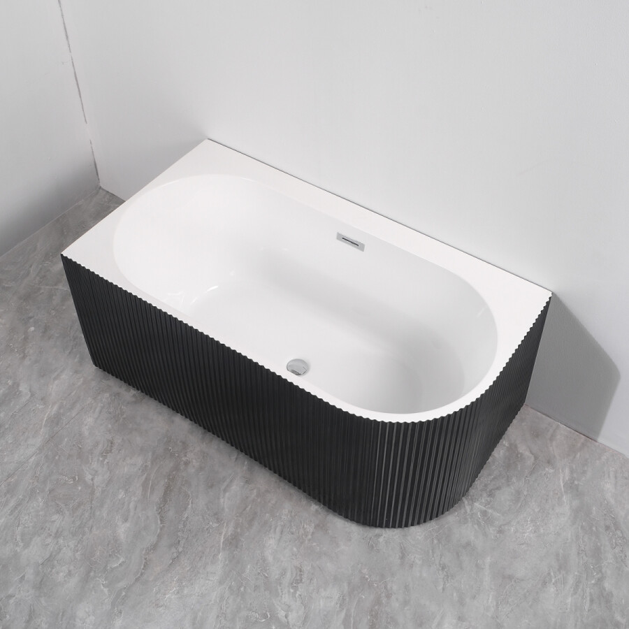 Ванна акриловая Azario LAGO BLANCO BLACK 1700х750х580 пристенная, левосторонняя, в комплекте с сифоном и металлической рамой, белый глянец/черный матовый AZ-6724-1CLB 17075