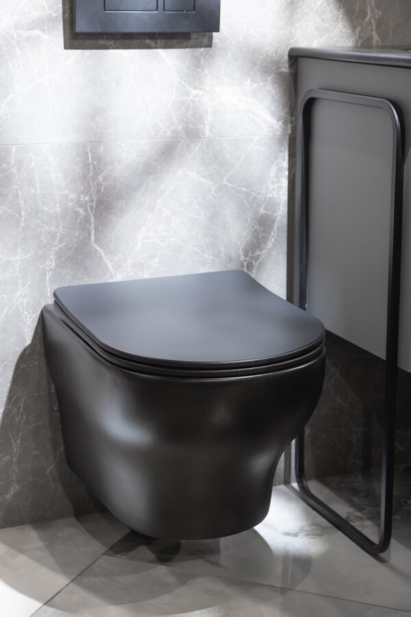Унитаз подвесной Boheme Fiore Черный матовый c крышкой, Торнадо 978-SET-B