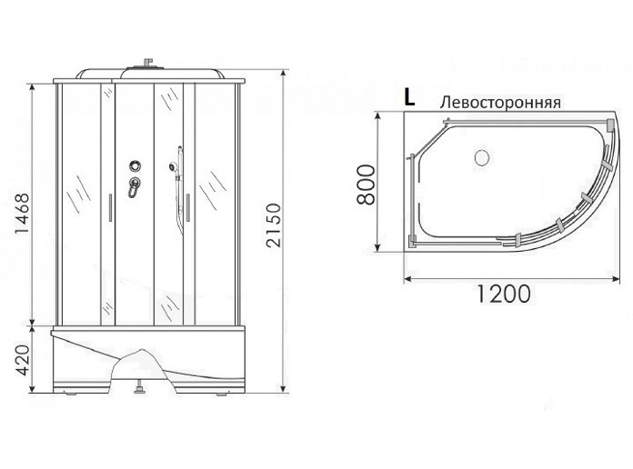 Erlit ER 3512TPL-C4-RUS Душевой бокс 120*80*215 L
