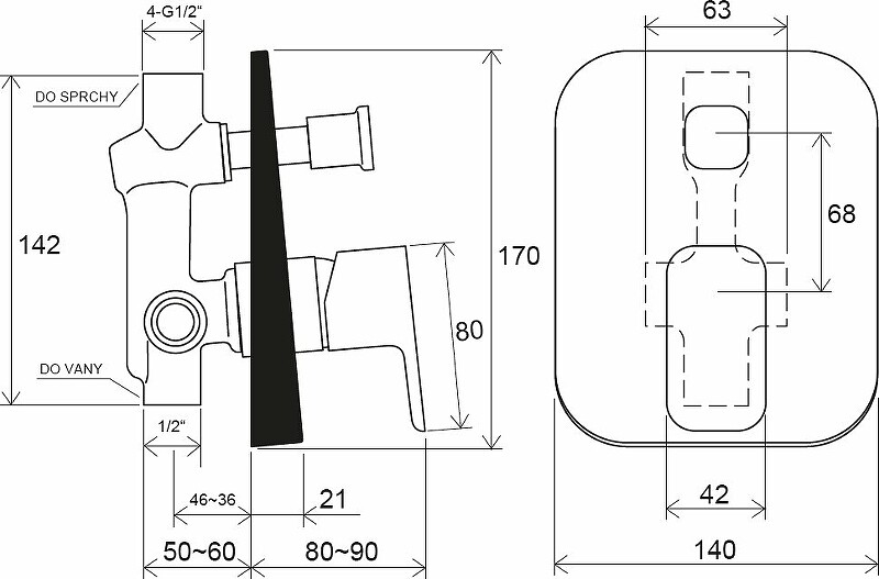 Ravak 10° Free black-TD F 061.20 Смеситель для душа черный матовый X070156
