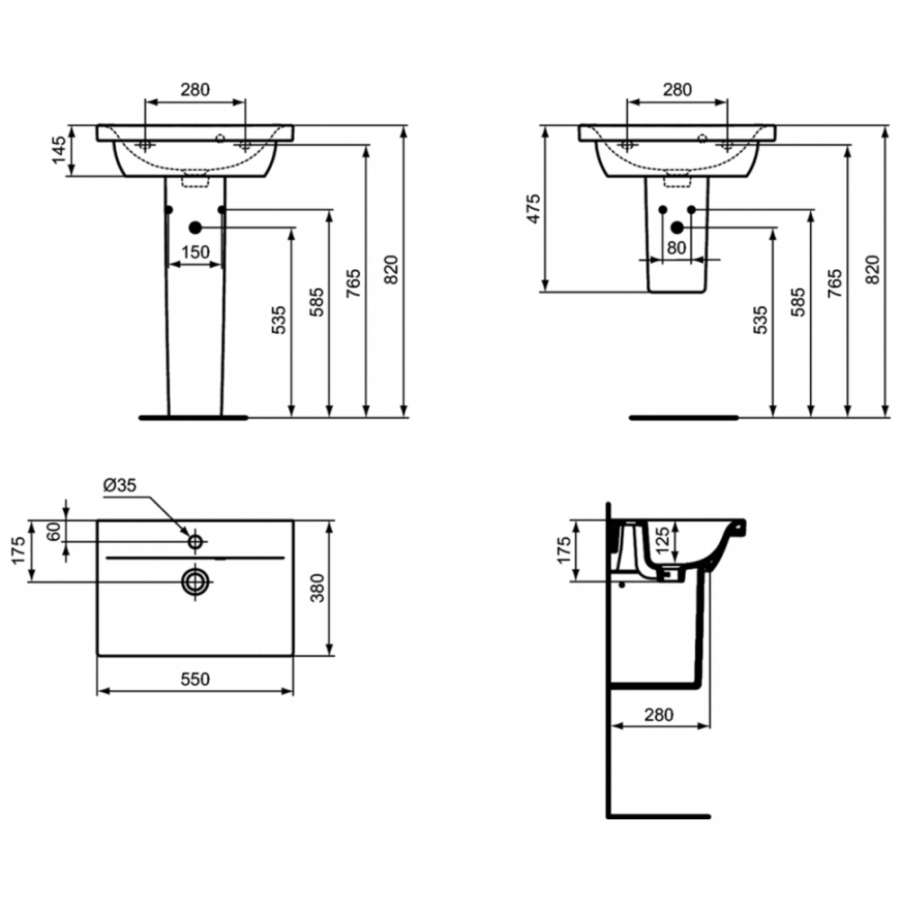 Ideal Standard Connect раковина 55х38 см E136401