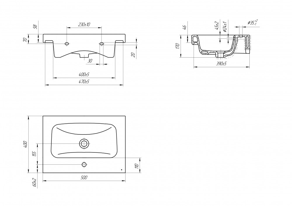 Cersanit MODUO 50 UM-MOD50/1 раковина встраиваемая сверху