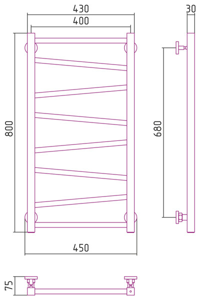 Сунержа Сирокко полотенцесушитель водяной 800*400