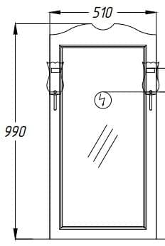 Opadiris Клио зеркало со светильниками 50 см орех 001213