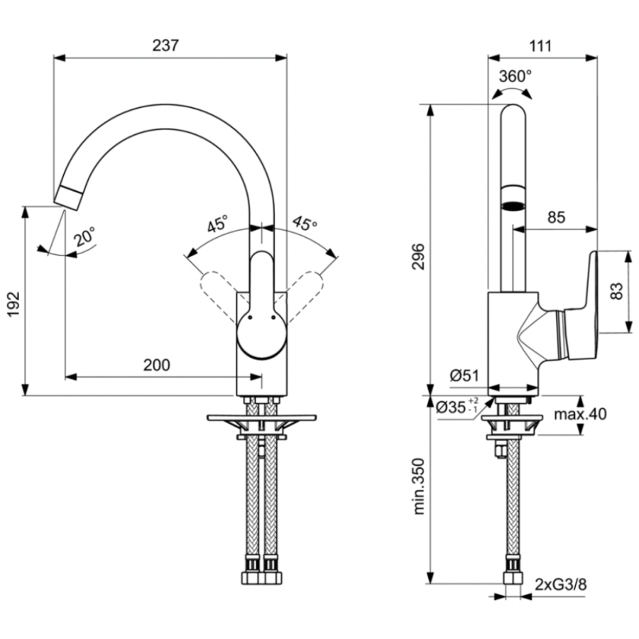 Ideal Standard Connect Blue смеситель для кухни B9932AA