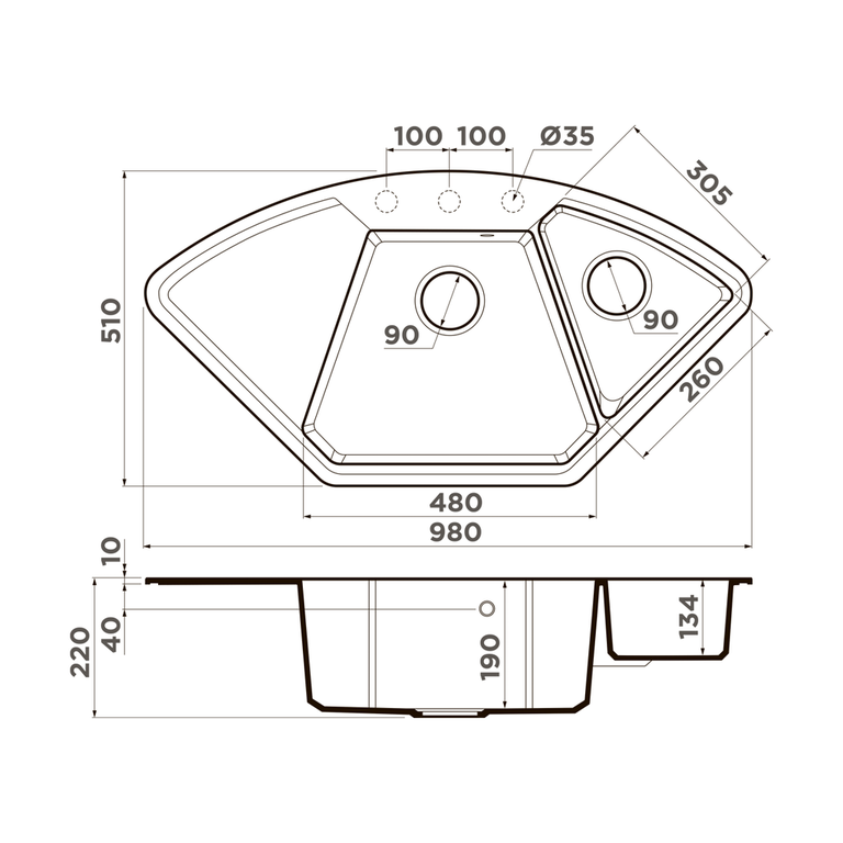 Omoikiri YONAKA 98C мойка кухонная пастила 4993712