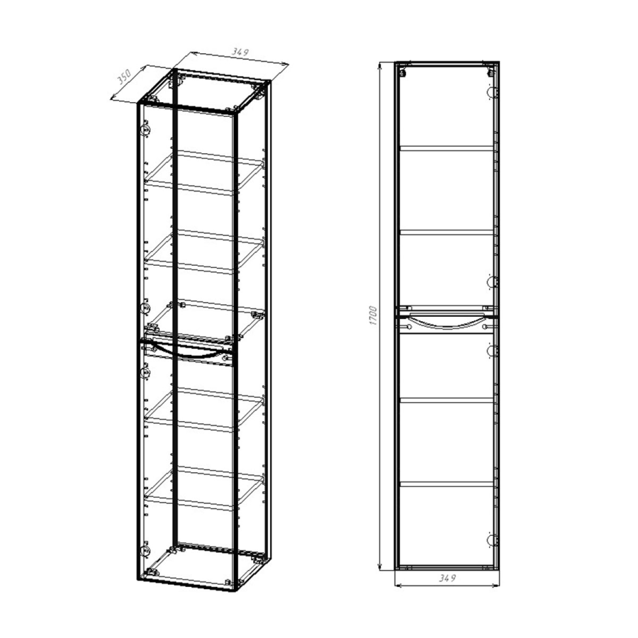 Vincea Mia шкаф подвесной 1700*350*350 Beton-L