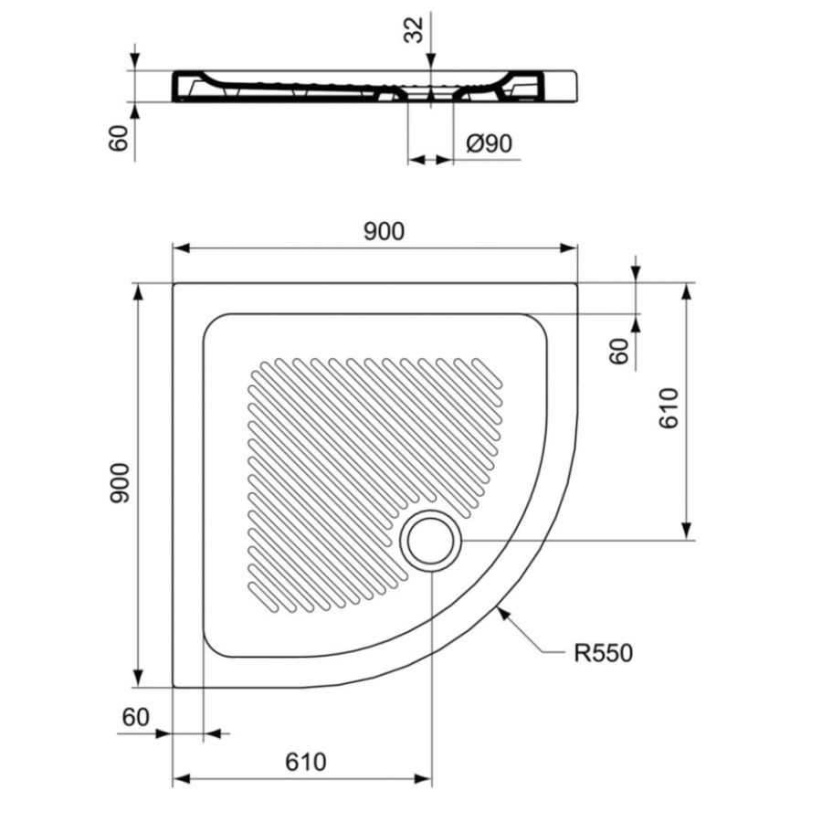 Ideal Standard Connect душевой поддон 90х90 T266801