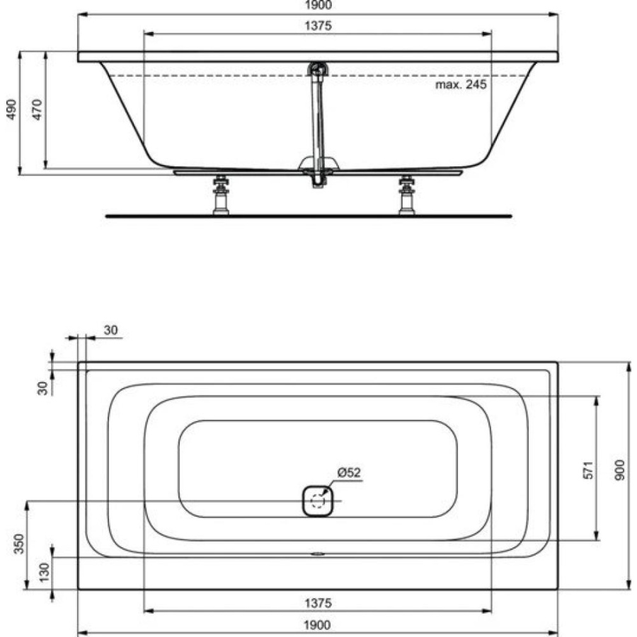 Ideal Standard Tonic ванна акриловая прямоугольная 190х90 K746501