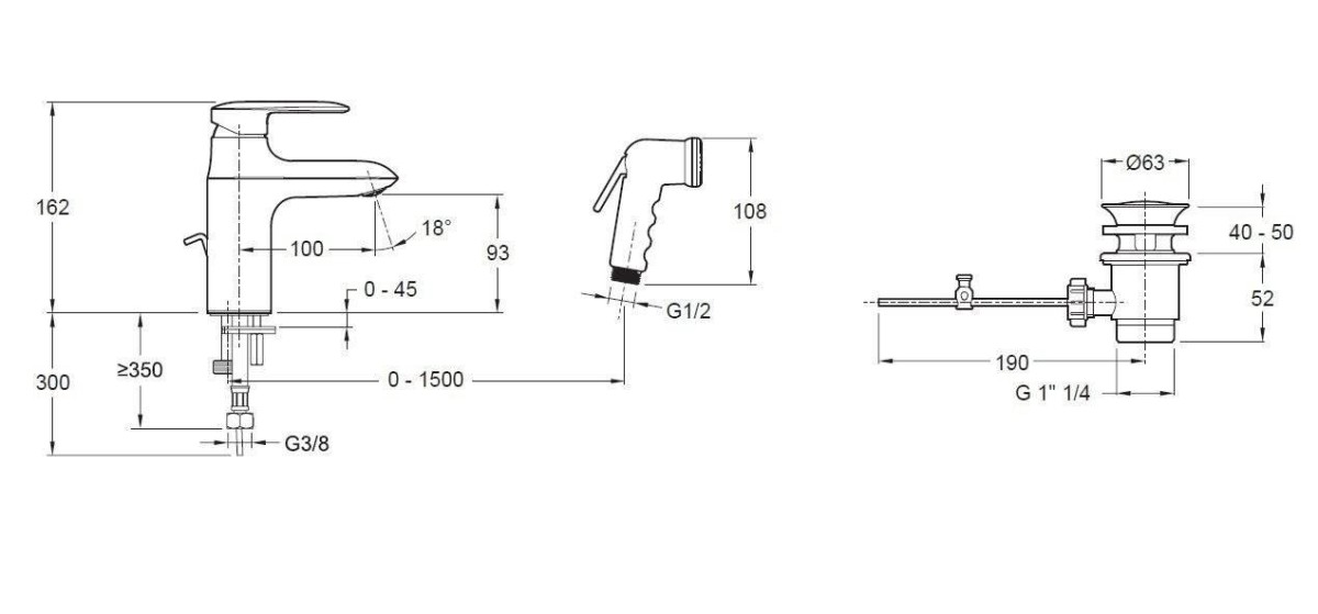 Jacob Delafon Kumin E99465-CP смеситель с гигиеническим душем хром