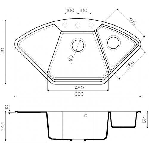 Omoikiri Yonaka 98-C-DC 4993715 кухонная мойка аrtgranit темный шоколад 98х51 см