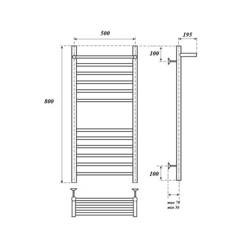 Point Аврора полотенцесушитель электрический с полкой 50х80 PN10158SPE