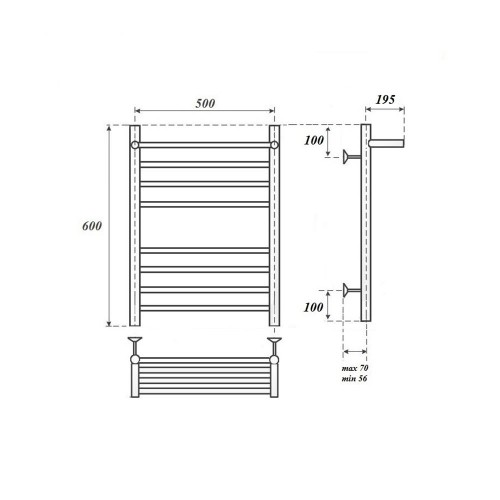 Point Аврора полотенцесушитель электрический с полкой 50х60 PN10156SPE