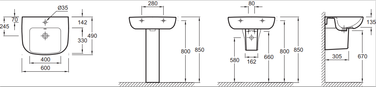 Jacob Delafon Odeon Up E4736-00 раковина подвесная 60 см
