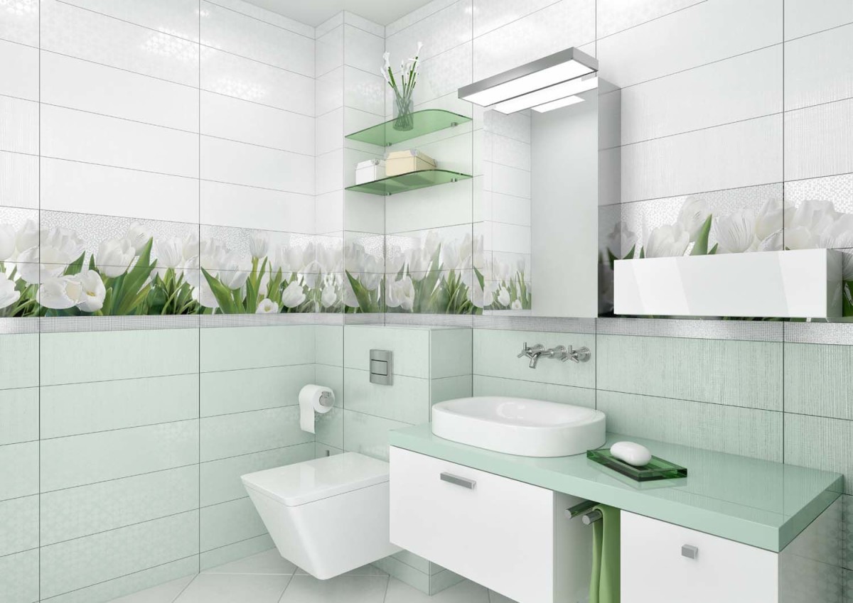 Уралкерамика Айс 20х60 см плитка настенная белая