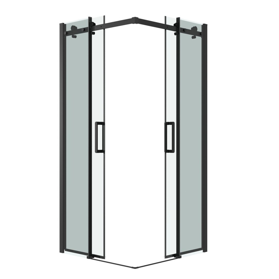 Душевое ограждение Grossman Classic 300.K33.04.9090.21.00 (90х90х195) квадрат,раздвижная,черный матовый,стекло прозрачное, 2 места