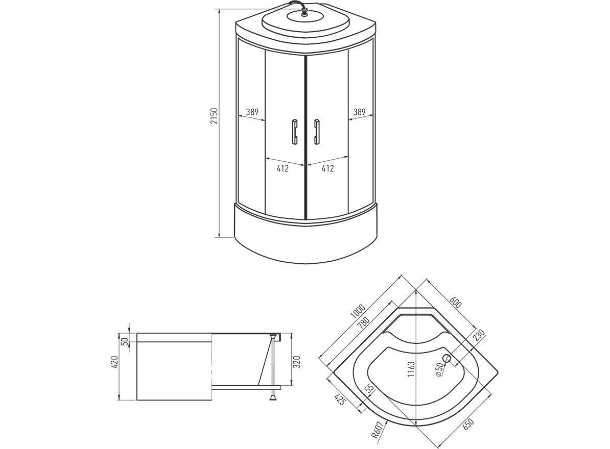 Erlit ER 3510TP-C4 Душевой бокс 100*100*215