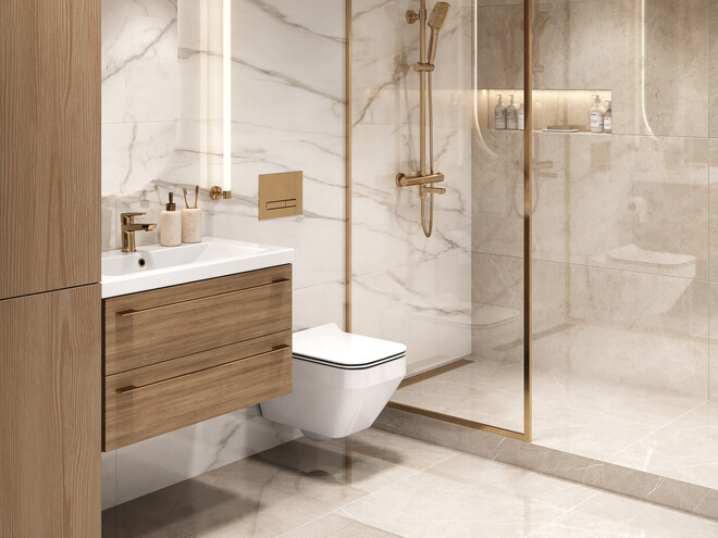 Керамогранит Cersanit Futura тонкий Gold Venice полированный белый ректификат 60x120 A17121