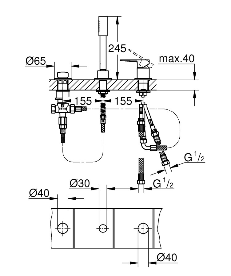 Grohe Lineare New 19965001 смеситель на борт ванны хром