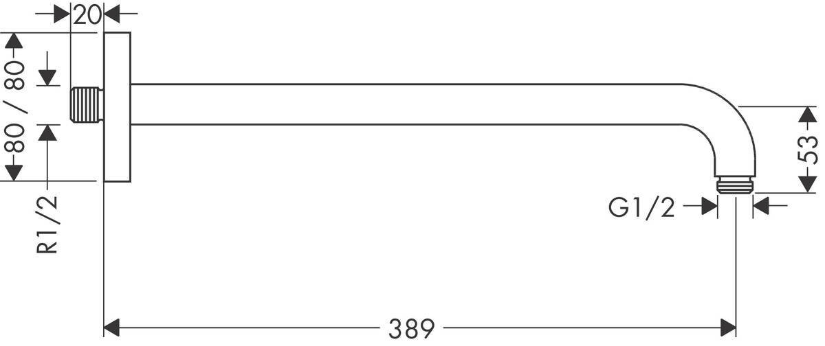 Hansgrohe Держатель верхнего душа E 38,9 см хром 27446000