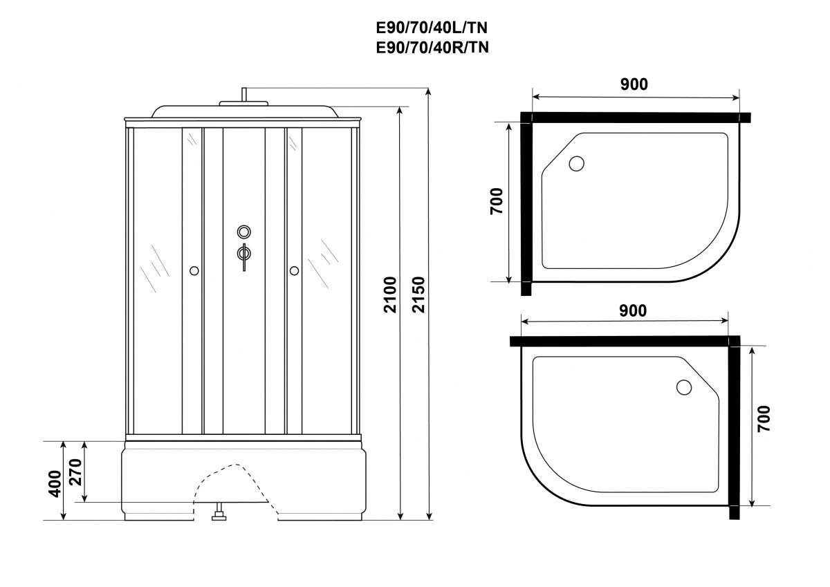 Niagara Eco Душевая кабина 90x70 Левая Тропический душ E90/70/40L/TN