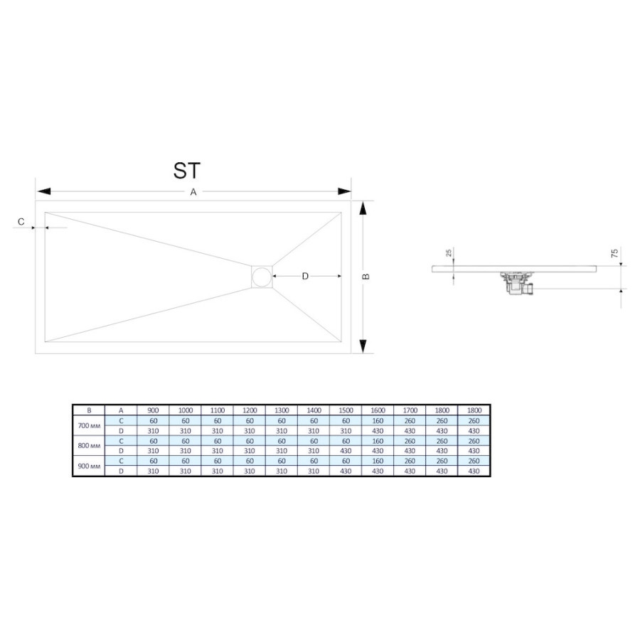 RGW Stone Tray 14152818-02 ST-188G 80*180*2,5 душевой поддон из искусственного камня