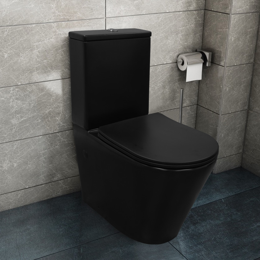 Azario Black Queen унитаз напольный безободковый с сиденьем микролифт AZ-8380