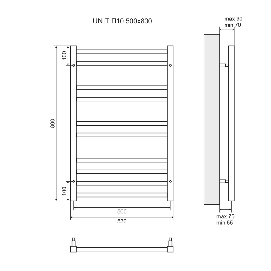 Lemark Unit П10 полотенцесушитель электрический 50х80 LM45810E