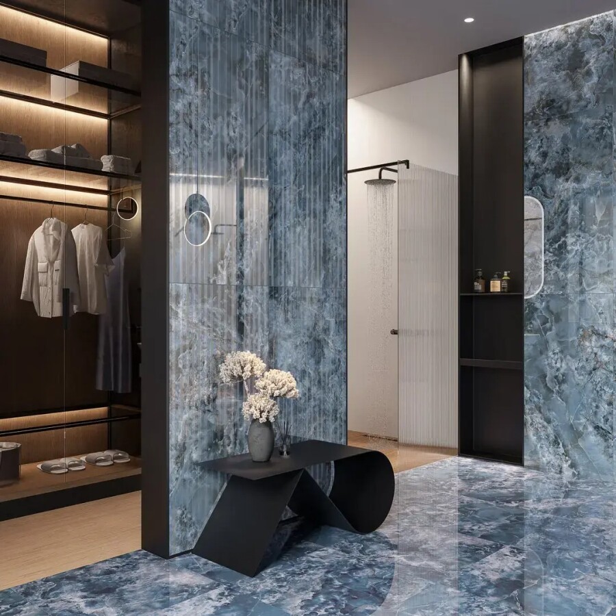 Керамическая плитка Декор Kerama Marazzi Прованс Сен-Тропе Синий глянцевый обрезной 60x119,5x0,9 KMD3STA106BR