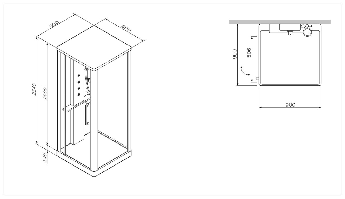 Am.Pm Awe W15C-804-090MTE душевое ограждение 90*90*220