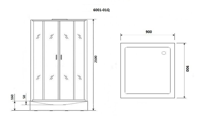 Niagara NG 6001-01Q Душевая кабина 90x90 Бессиликоновая сборка 60010114Q