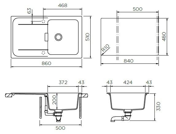 Schock Wembley 50D 700956 кухонная мойка бронза 86х51 см