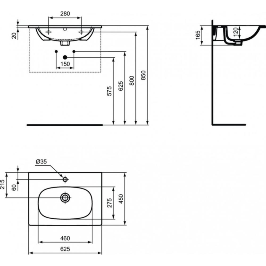 Ideal Standard Tesi раковина 60 см T3510V3