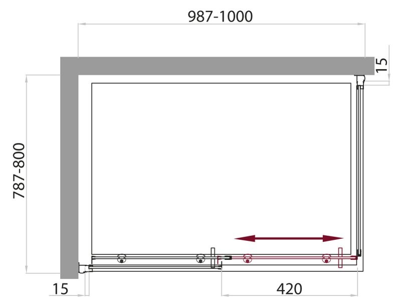 BelBagno Uno душевой уголок 100х80 см, рифленое стекло UNO-AH-1-100/80-P-Cr