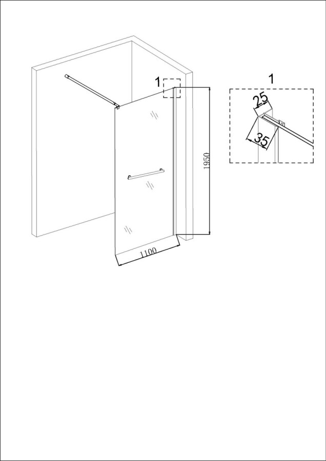 Душевая перегородка Niagara Nova NG-641-11GOLD (110х195) золото,стекло прозрачное,1 место