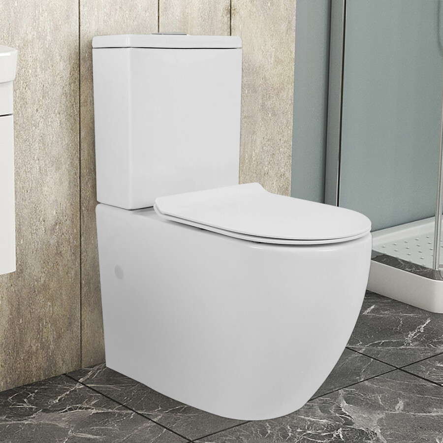 Унитаз-компакт Azario Corsa 630x380x830 напольный, смыв "ТОРНАДО", безободковый с бачком и сиденьем микролифт AZ-2062Т